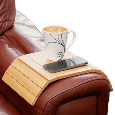 Innoteck Essentials Hevea Wood Flexible Sofa Arm Tray - Light Brown