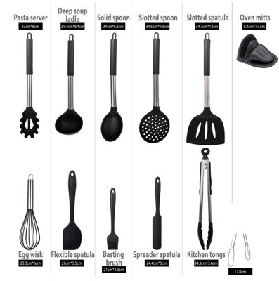 Innoteck Essentials Kitchen Silicone 12pc Cooking Utensil Set.