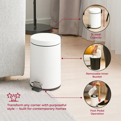 Innoteck Essentials Matt White 6 Piece Bathroom Set with 3L Pedal Bin ...