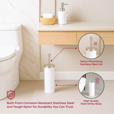 Innoteck Essentials Matt White 6 Piece Bathroom Set with 3L Pedal Bin ...