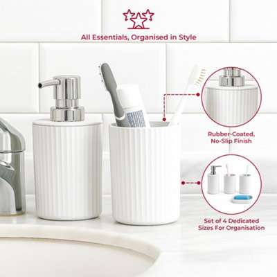 Innoteck Essentials Matt White 6 Piece Bathroom Set with 3L Pedal Bin ...