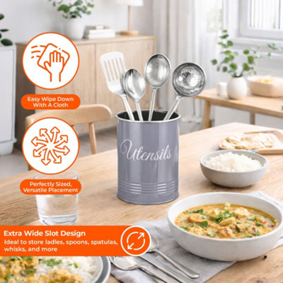 Innoteck Essentials Metal Utensil Crock Holder - Grey.