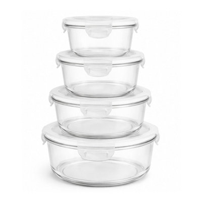 Innoteck Essentials Round Glass Food Storage Container Set of 4 with ...