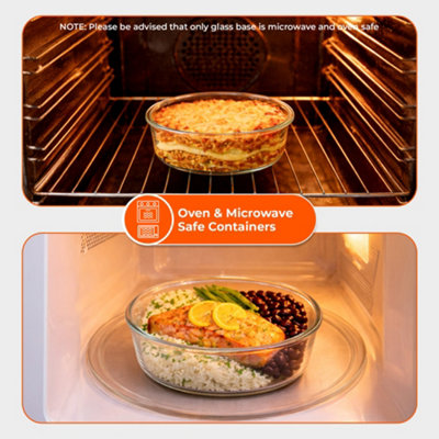 Innoteck Essentials Round Glass Food Storage Container Set of 4 with ...
