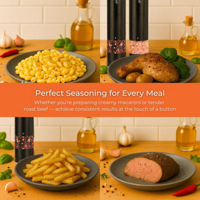 Innoteck Essentials Stainless Steel Electric Salt Pepper Mill Set Black