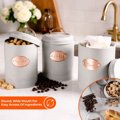 Innoteck Essentials Vintage Tea, Sugar, Coffee Canisters with