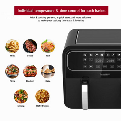Innoteck Kitchen Pro 8L Dual Basket Air Fryer - Digital LED Display with 8  Pre-Set Cooking