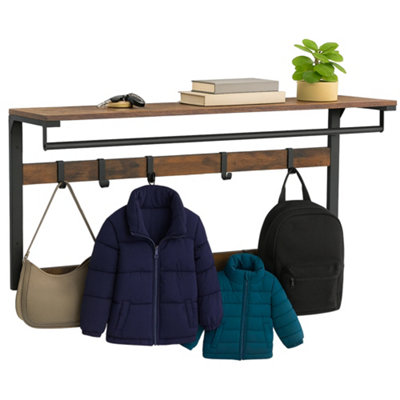 Innoteck Wall Mounted Coat Rack With Shelf And 10 Removable Coat Hooks ...