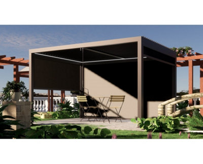Innovators Portofino Pergola 3m x 4m with LED Lights and 3 Side Curtains