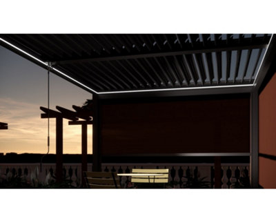 Innovators Portofino Pergola 3m x 4m with LED Lights and 3 Side Curtains - 3