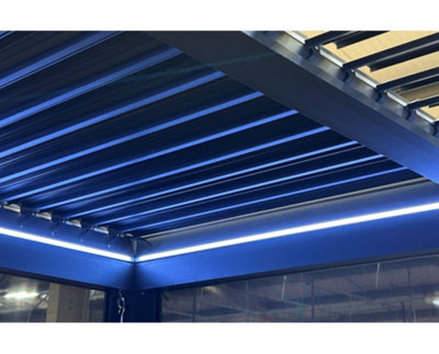 Innovators Portofino Pergola 3m x 4m with LED Lights and 3 Side Curtains - 6