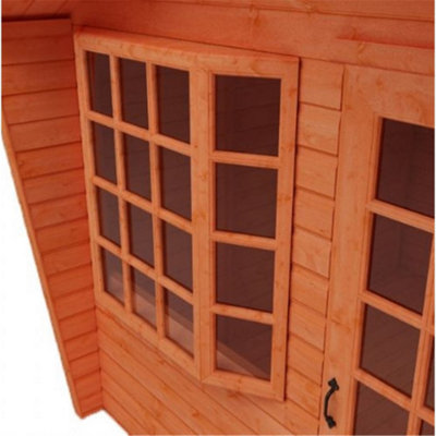 INSATLLED - 10ft x 10ft (2.95m x 2.95m) Wooden Bay Window T&G APEX Summerhouse (12mm T&G Floor + Roof) (10 x 10) (10x10)