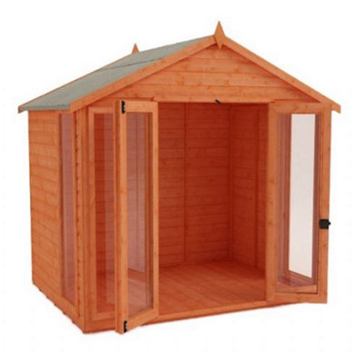 INSATLLED - 10ft x 10ft (2.95m x 2.95m) Wooden Full Pane T&G APEX Summerhouse (12mm T&G Floor + Roof) (10x10) (10 x 10)