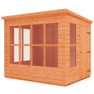 INSATLLED - 10ft x 6ft (2.95m x 1.75m) Wooden PENT Summerhouse (12mm T&G Floor + Roof) (10 x 6) (10x6)