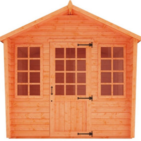 INSATLLED - 10ft x 8ft (2.95m x 2.35m) Wooden Chalet Tongue and Groove APEX Summerhouse (12mm T&G Floor + Roof) (10 x 8) (10x8)