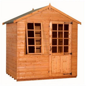 INSATLLED - 5ft x 7ft (1.45m x 2.05m) Wooden Georgian Tongue and Groove APEX Summerhouse (12mm T&G Floor + Roof) (5 x 7) (5x7)