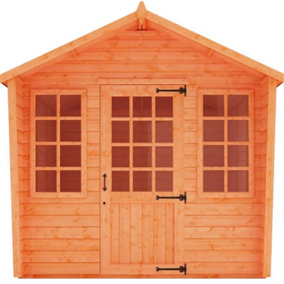 INSATLLED - 8ft x 10ft (2.35m x 2.95m) Wooden Chalet Tongue and Groove APEX Summerhouse (12mm T&G Floor + Roof) (8 x 10) (8x10)