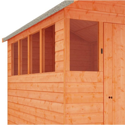 INSATLLED - 8ft x 6ft (2.35m x 1.75m) Wooden Summer APEX Shed (12mm T&G Floor + Roof) (8 x 6) (8x6)