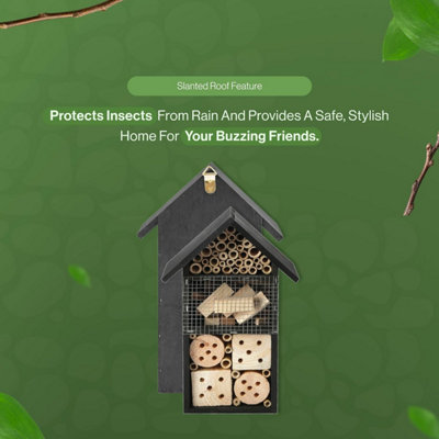 Insect Hotels for Gardens - Large Wooden Bee Hotel Natural Habitat for ...