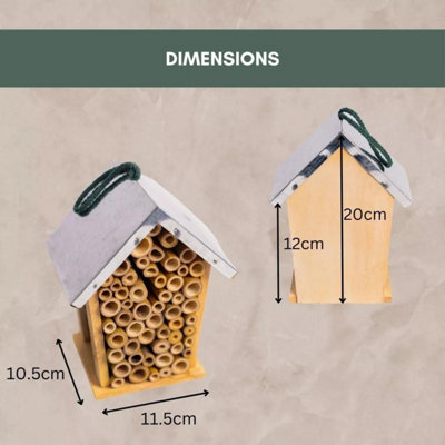 Insect House Wooden Garden Bug Home Natural Habitat Shelter Hotel Nesting Silver