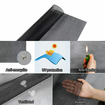 Insect mesh for Windows Mosquito Window Screen Mesh Durable Fly Screens Replacement Fibreglass Fly Bug Net Black Colour 1.5 Mtr x1