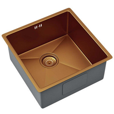 Inset / Undermount Copper Kitchen Sink, 1.0 Bowl 1.5mm Steel - SIA UM10CU
