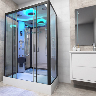 Insignia Premium Shower Cabin Enclosure Rectangular 1400 x 900mm Black ...