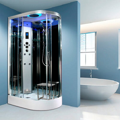 Insignia Steam Shower Cabin Enclosure 1100 x 700 LH Quadrant Body Jets ...