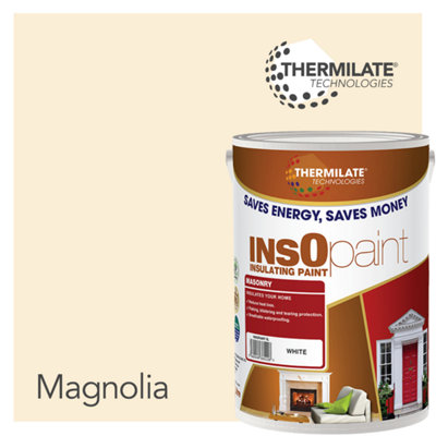 InsOpaint Exterior Masonry Paint - Heat Reflecting, Insulating & Weatherproof Exterior Wall Protection - Londons Magnolia - 5L