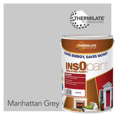 InsOpaint Exterior Masonry Paint - Heat Reflecting, Insulating & Weatherproof Exterior Wall Protection - Manhattan Grey - 5L