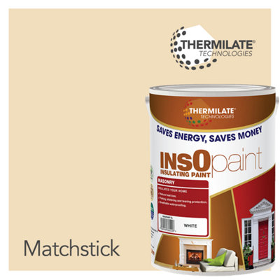 InsOpaint Exterior Masonry Paint - Heat Reflecting, Insulating & Weatherproof Exterior Wall Protection - Matchstick - 5L