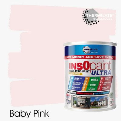 InsOpaint ULTRA - 9 IN1 Interior & Exterior Paint-  Insulating & Energy Saving Interior Walls & Ceilings - Baby Pink - 5L