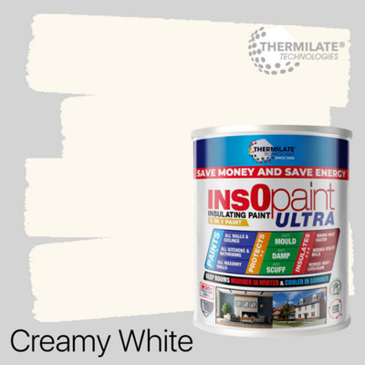 InsOpaint ULTRA - 9 IN1 Interior & Exterior Paint-  Insulating & Energy Saving Interior Walls & Ceilings - Creamy White - 5L