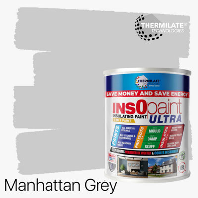 InsOpaint ULTRA - 9 IN1 Interior & Exterior Paint-  Insulating & Energy Saving Interior Walls & Ceilings - Manhattan Grey - 1L