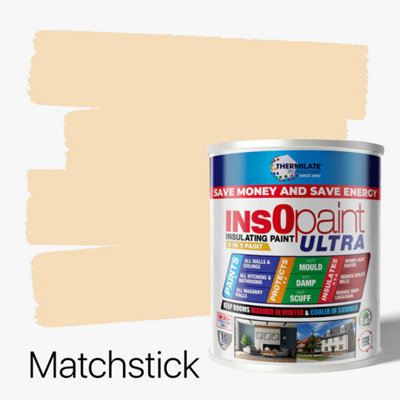 InsOpaint ULTRA - 9 IN1 Interior & Exterior Paint-  Insulating & Energy Saving Interior Walls & Ceilings - Matchstick - 5L