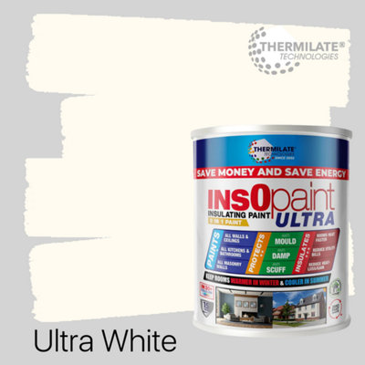 InsOpaint ULTRA - 9 IN1 Interior & Exterior Paint-  Insulating & Energy Saving Interior Walls & Ceilings - Ultra White - 1L