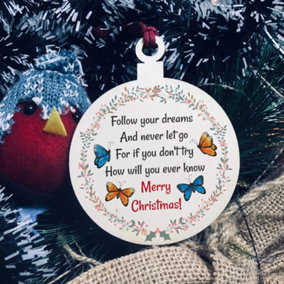 Inspirational Gift Best Friend Christmas Gift Hanging Wooden Bauble Friendship Gift