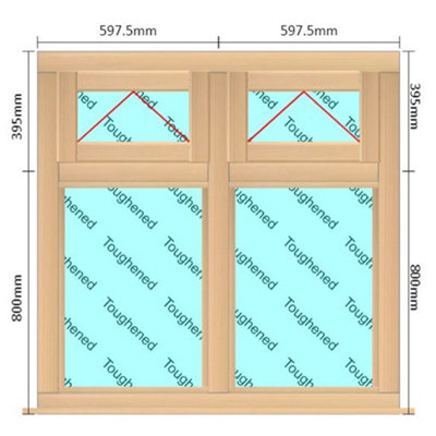 INSTALLED 1195mm (W) x 1195mm (H) Wooden Stormproof Window - 2 Top ...