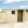 INSTALLED 13 x 4 Garden Shed  Pressure Treated T&G PENT  Shed + SIDE STORAGE + 1 Window (13' x 4' / 13ft x 4ft) (13 x 4)