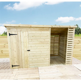 INSTALLED 13 x 6 Garden Shed Pressure Treated T&G PENT  Shed + SIDE STORAGE (13' x 6' / 13ft x 6ft) (13 x 6)