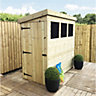 INSTALLED 8 x 3 Garden Shed Pressure Treated T&G PENT  Shed - 3 Windows + Side Door (8' x 3' / 8ft x 3ft) (8x3)