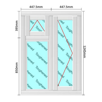 INSTALLED 895mm (W) x 1245mm (H) PVCu StormProof  - 1 Opening Window (RIGHT) - Top Opening Window (LEFT) -  Safety Glass - White