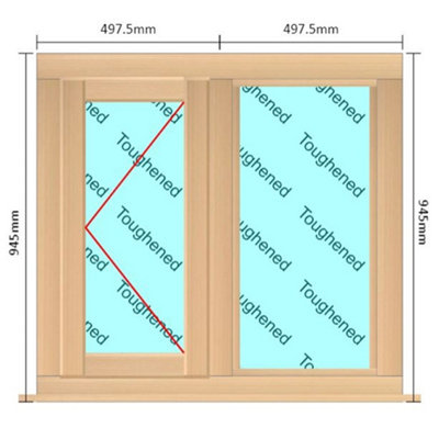 INSTALLED 995mm (W) x 945mm (H) Wooden Stormproof Window - 1/2 Left ...