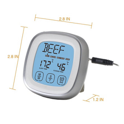 Instant read digital meat thermometer with probe and timer alarm Ideal ...
