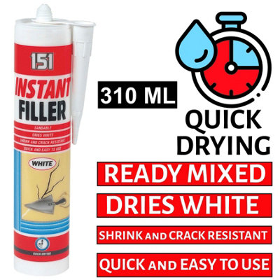 Instant Wall Filler Cartridge Dries White Crack Resistant Sandable / Gun 450G