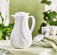 Insulated Serving Jug - Impact, Stain & Odour Resistant Triple Wall Hot or Cold Drinks Jug with White Swirl Design - 42oz/1.25L