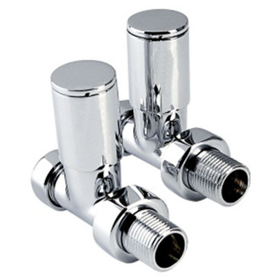 Inta 1 Pair Modern Chrome Radiator Towel Rail Straight Valves 15mm Compression