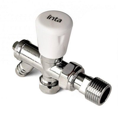 Inta 10mm Straight Manual Radiator Valve with Drain-Off Tail - MRV10DO