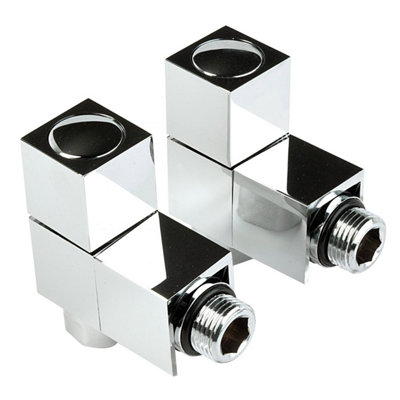 Inta Angled Square Chrome Radiator Valves (pair) 1030CP
