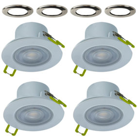 Integral LED Downlights 5.5W 510lm 68mm Cut Out Dimmable 3000K (4 Pack) - Satin Nickel Bezels